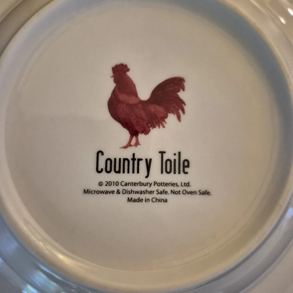 Canterbury Potteries Country Toile Red Rooster Soup Bowls Set Of 4 - Beautiful
